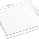 2020 Inches Oversize Extra Large Sturdy Clear Acrylic Serving Tray King Size Decorative Big Ottoman Trays with Cut Out Handles Water Proof Bed Tray Coffee Counter Top Organizer