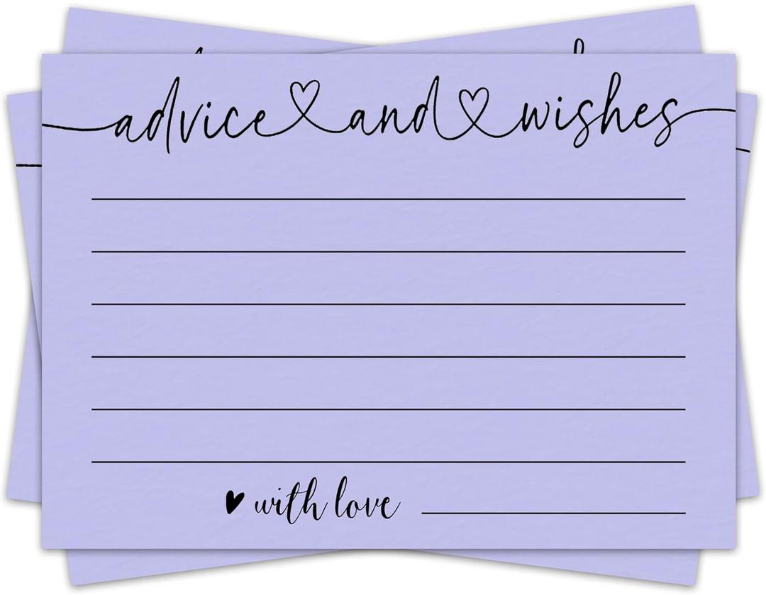 Advice and Wishes Cards, 30 Pieces 4x6 Inches Minimalist Bridal Shower Card, Wedding Advice Cards, Wedding Registry Ideas, Wedding Cards for Bride and Groom, Newlyweds, Bridal Shower-A18 (purple1)