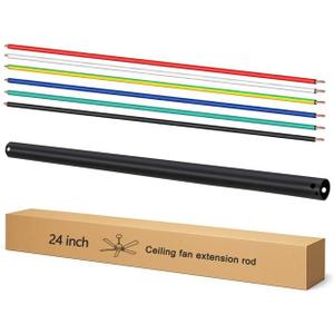 24 Inch Ceiling Fan Downrod with UL Wires, Matte Black, 1-Inch Diameter, Unthreaded