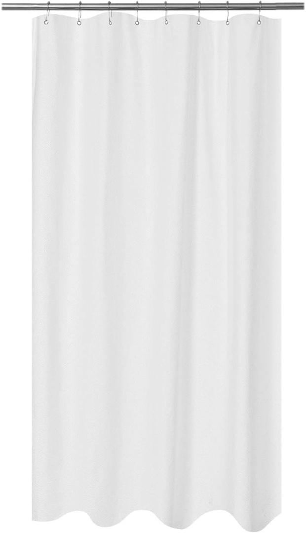 Mrs Awesome Embossed Microfiber Stall Shower Curtain Liner 48 x 72 inches, Soft Fabric Shower Curtain Washable and Water Repellent,48x72, White