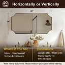 ANDY STAR Scalloped 24"x48" Brushed Gold Bathroom Mirror | Anti-Rust Stainless Steel Frame 1" Deep, Rounded Notched Corners, Two Way Hanging, Ideal for Bathroom Decor & Remodel
