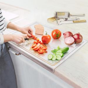 18x15 Inch Clear Cutting Board with Juice Groove, Acrylic Cutting Board with Counter Lip, Non Slip Cutting Boards for Kitchen Counter Decor, Pastry Mat, Birthday Gifts for Women