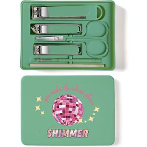 6-Piece Nail Clipper Set with Nail File, Tweezers and ingrown toenail Removal kit Travel Nail kit for Men and Women (Shimmer Green)