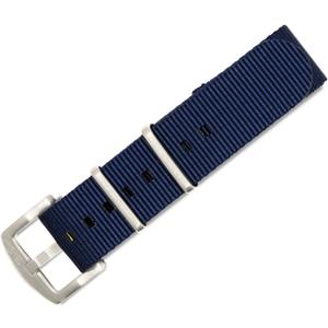 BluShark, Original Collection Military-Style Waterproof Watch Strap, Fits All Timepiece Brands, Durable Nylon Wristwatch Accessories with Stainless Steel Buckle - 18mm, 20mm, 22mm & 24mm Watch Bands (Navy Blue / Brushed Buckle)