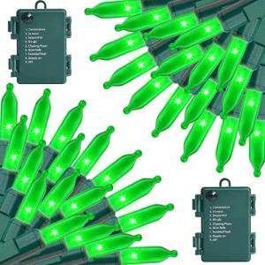 2 Pack 100 LED St Patricks Day Lights, 17.4Ft Battery Operated Green String Lights with 8 Modes & Timer Waterproof Indoor Outdoor for Patio Garden Party Irish St Patricks Day Decorations