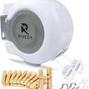 RIVEDA Dual Retractable Clothesline 49 ft Each Line with 24 Clothes Pins - Heavy Duty Clothes Line Indoor & Outdoor Laundry Line -Double Clothing line - Easy Installation (White)