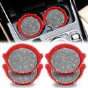 Bling Car Cup Holder Coaster,Non-Slip Sparkly Crystal Rhinestone Car Cup Holder Coasters,Non-Slip Durable Car Coasters,Universal Car Cup Holder Insert(Red Whole Rhinestone, 4 Pack)