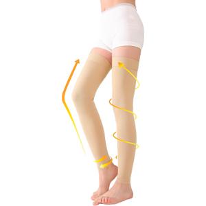 TOFLY Medical Thigh High Compression Stockings Footless for Women & Men, Opaque Support Hose, 20-30mmHg Graduated Compression Socks with Silicone Band for Varicose Veins, Edema, DVT, 1 Pair Beige M