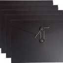 VANRA Kraft String Envelope File Folder Project Pockets File Jacket Document Organizer Flat-No Expansion A4 Letter Size (Black, Pack of 5)