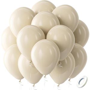 Bezente White Sand Latex Party Balloons - 100 Pack 12 inch Round Helium Sand White Balloons for Birthday Wedding Baby Shower Gender Reveal Party Decoration (12inch (Normal), A04 - White Sand)