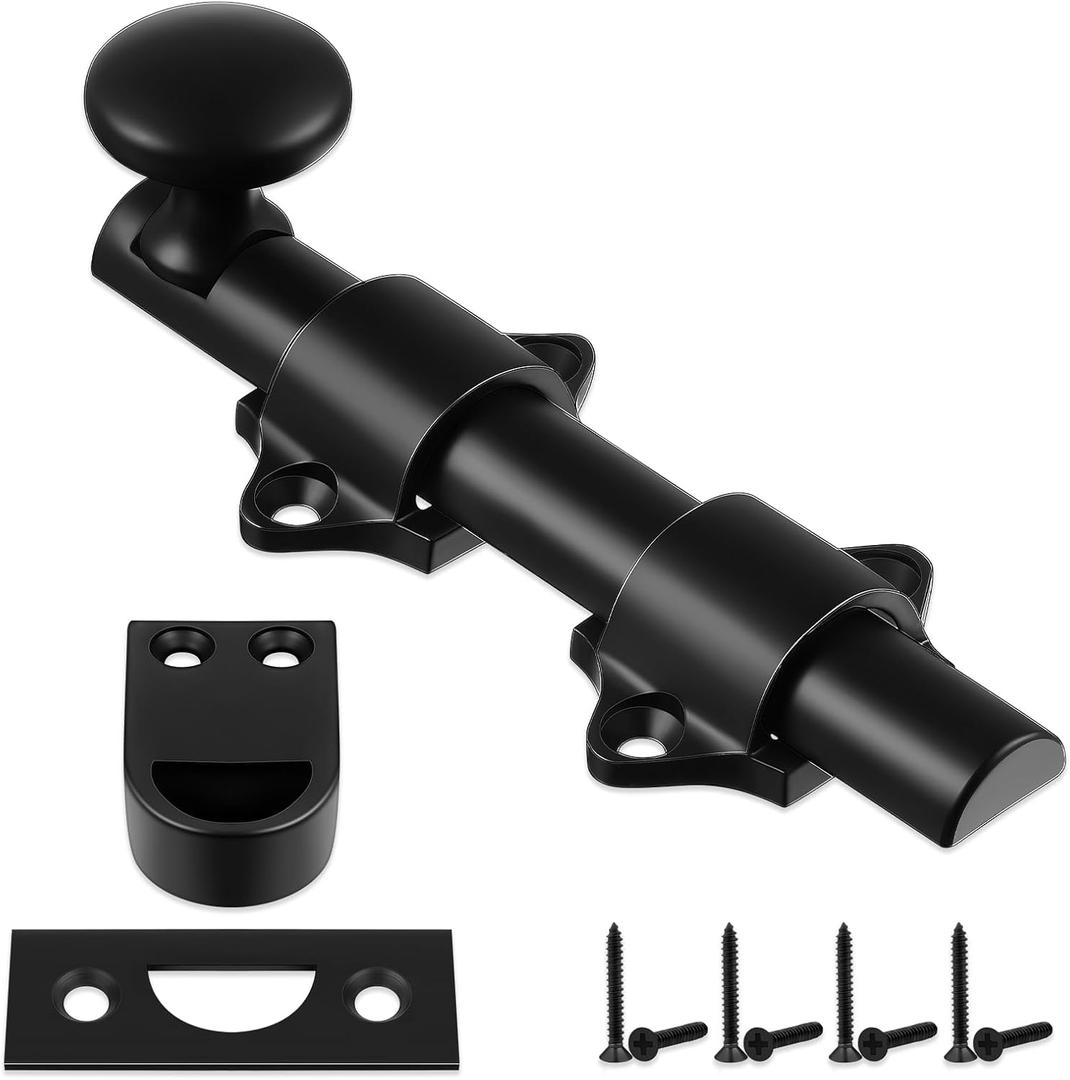Tandefio 4" Cane Bolt for Gate Heavy Duty Solid Brass Slide Dutch Door Bolt Latch Black Hardware Locks Attic Latch for Dutch Sliding Barn Door Wooden Fence Metal Gate