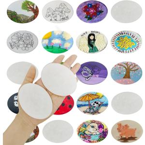 Lulonpon 20 Pieces Painting Rocks, 2.4-3.14 Inches White Oval Rock for Painting, Smooth Rocks Bulk, Flat Rock, Crafting Paint Supplies
