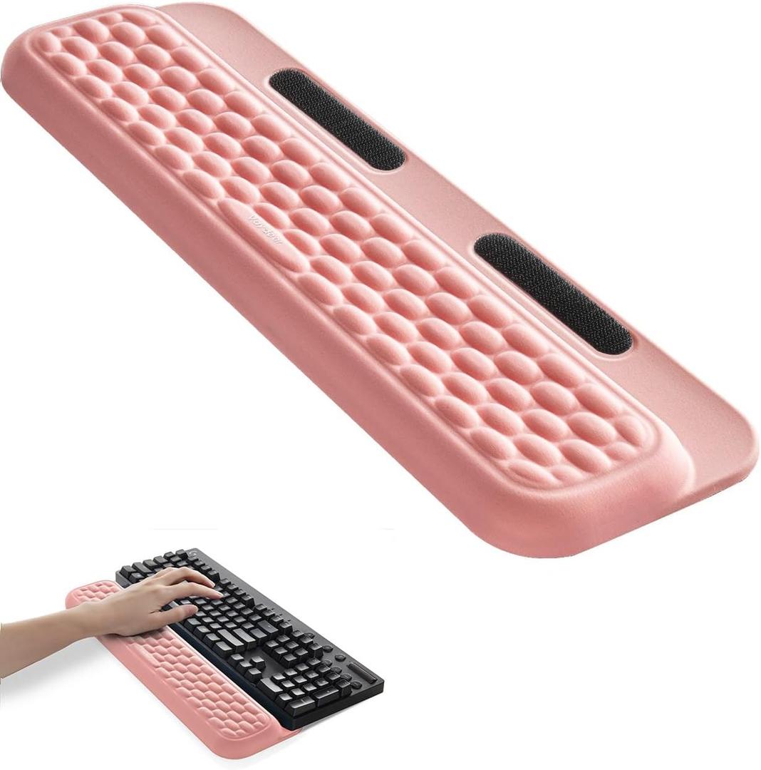 Vaydeer Wrist Rest with Stickers, Full 100% Mechanical Keyboard Rest Support Pad, Desk Ergonomic Cushion for Computer Typing Office Work Home Gaming, Soft Memory Foam Arm Palm Hand Pain Relief-Pink, Large