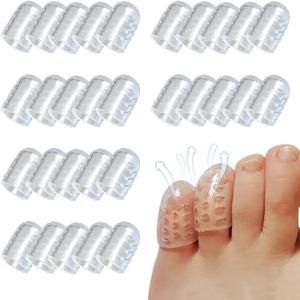 2 x Silicone Toe Protectors 35Pcs, Gel Anti-Friction Toe Protector Breathable Toe Caps Guards for Men Women,Soft Clear Little Toe Covers Silicone Toe Sleeves for Corns,Blisters and Pain Relief