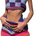 Women Sleeveless Bodycon 2Pcs Knitted Shorts Set Strap Crop Top Cami High Waist Shorts Summer Tracksuits Streetwear (S)
