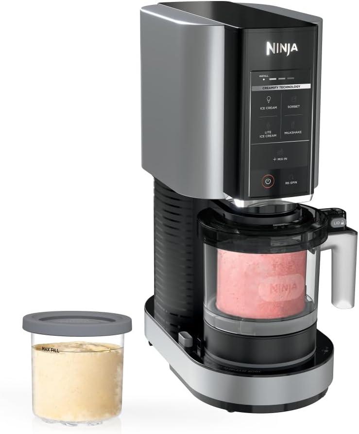 Ninja CREAMi Ice Cream Maker 5 One-Touch Programs with Two 16oz. Pints with Storage Lids NC300