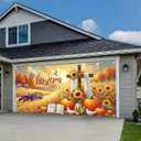 Fall for Jesus Garage Door Banner 13x6ft Thanksgiving Decor Backdrop Autumn Banner Cross Pumpkins Sunflower Photo Prop Background for Thanksgiving Yard Outdoor Harvest Scene Display Decor