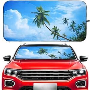 Vepagoo Windshield Sun Shade Natural Scenery Design Sun Shade for Car Front Window Anti-UV Rays, Heat Protection for Car Interior Dashboard, Car Window Dekoration (65X32 inches)