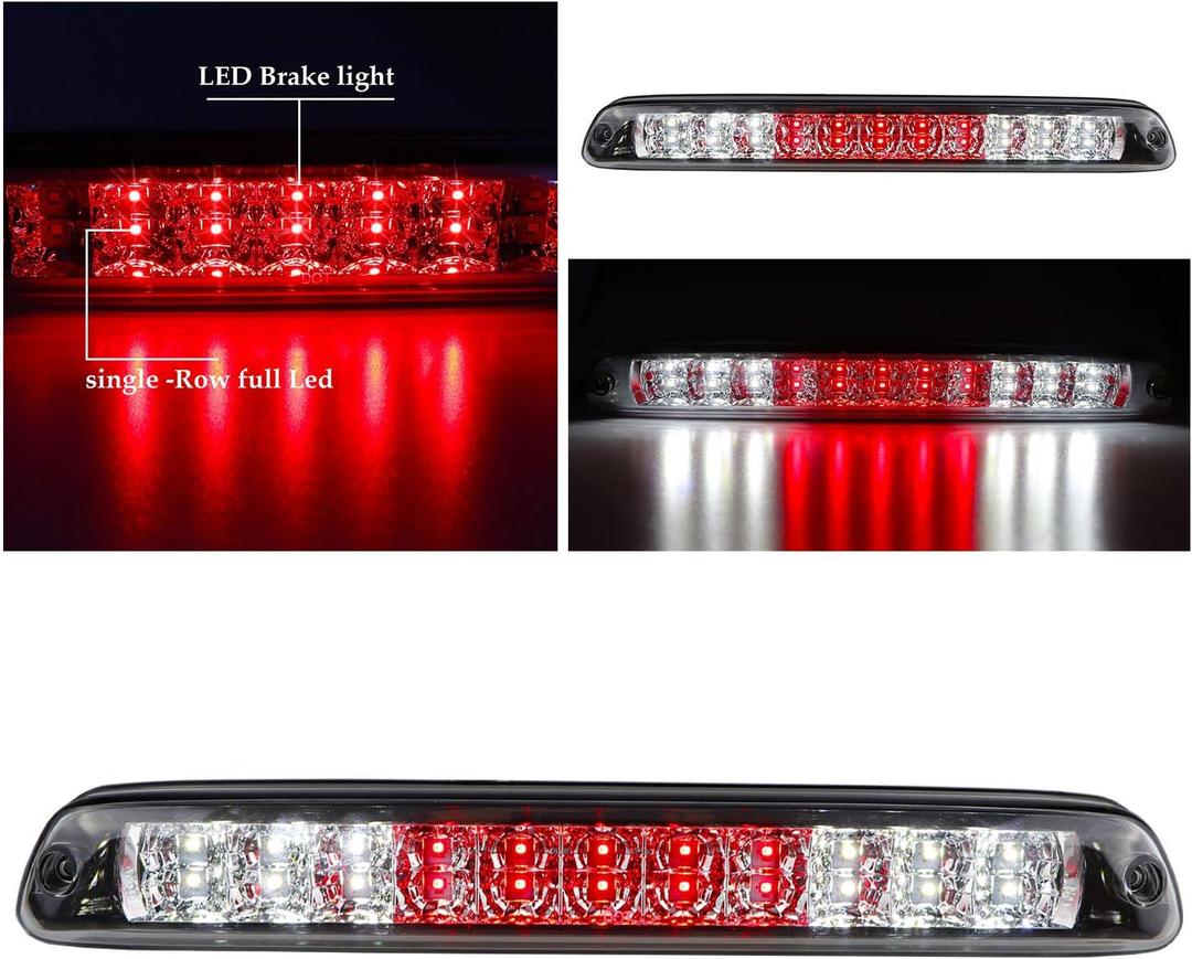 ILONPA For 2004-2012 Chevy Colorado & GMC Canyon LED 3rd Third Tail Brake Light Cargo Lamp Replacement (Chrome Housing Clear Lens)