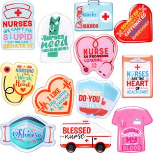 Fancy Land 12Pcs Nurse Magnets for Refrigerator Funny Nursing Magnet Stickers for Locker Nurse Week Gifts for Medical Students Assistants Appreciation Supplies Exchange Gag Favors