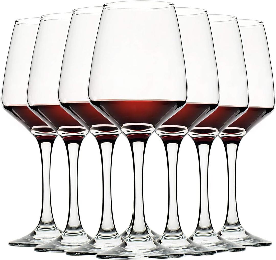 CREST Wine Glasses Set of 8, 12oz, Lead-free, Clear, Durable Glassware