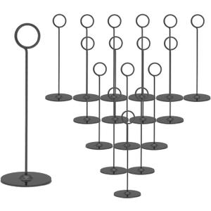 Urban Deco 16 Pieces Table Card Holder 8 inches Table Number Holders Place Steel Card Holders for Photos, Food Signs, Memo Notes, Weddings, Restaurants, Birthdays (Black)
