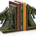 Dragon Bookends for Shelves Set of 2 - Heavy Book Ends Book Supports for Shelves, 4.15 "x 3.25 "x7 Unique Dragon Design Copper (10 Inch）