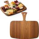 Nuenen Wood Cutting Board with Handle 12x11x0.47 Inch Acacia Bamboo Wooden Serving Kitchen Chopping Boards for Pizza, Bread, Cheese, Charcuterie, Fruit, Vegetables(1 Pcs, Acacia)