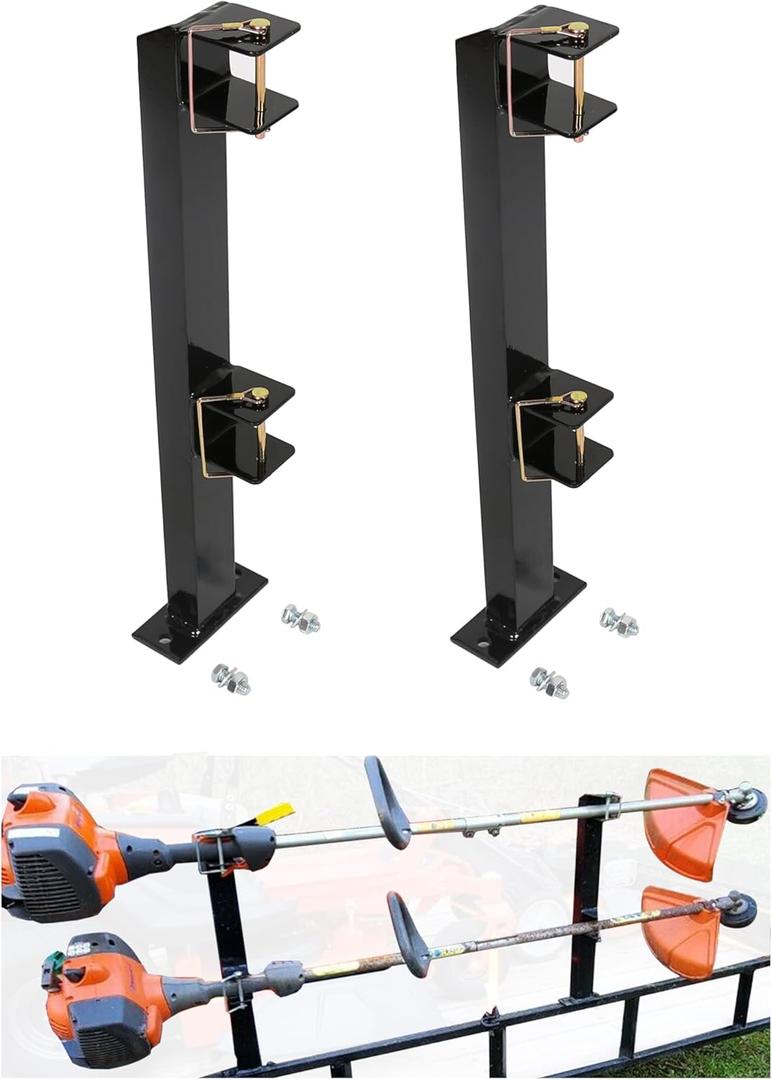 ECOTRIC 2 Place Weeder Trimmer Racks Holders Hold Two for Trailer Truck Tree Trimmers Edgers Pole Saws Powercoated Steel (Pack of 1)