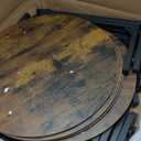 YATINEY Round Bar Table Set of 4, Counter Height Pub Table, Bar Height Cocktail Table, Versatile Use, for Dining Room, Kitchen, Bar, Pub, Cafe, Rustic Brown and Black 