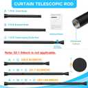 Black Tension Curtain Rod 30 to 64 Inch,Adjustable Curtain Rod,Shower Tension Curtain Rod No Drilling,7/8" Spring Curtain Rods for Windows Closet Doorway Door