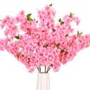 Sunm Boutique Pink Faux Cherry Blossom Branches, Artificial Cherry Blossom Stems Cherry Blossom Flowers Vase Arrangements for Wedding Home Party Kitchen Decor, Set of 3