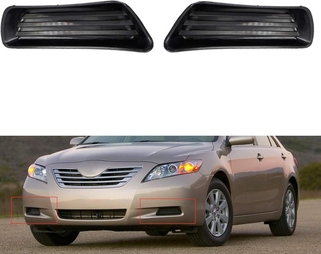 munirater 2-Pack Front Bumper Fog Light Cover Grilles w/o hole Replacement for Camry 2007 2008 2009 Left and Right Side 5212706050, 5212806050