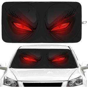 Red Eyes Car Windshield Sun Shade Foldable Sunshade Front Window Cover Sun Visor Protector Accessories (59x27.5 inches)