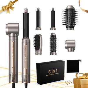 Hair Dryer Brush, Blow Dryer Brush with attachments 110000 RPM Curly Twist 6 in 1 Multistyler, Professional Ionic Hair Styling Tool, Left&Right Auto Air Curler, Volumizer with its Compact Size