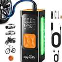 Portable Air Compressor, 150 PSI Air Pump for Car Tires with Power Bank, 12V DC Car Plug, Fast Inflation 25L/Min,Auto Shut-Off and Digital Display for Cars, Motorcycles, Bicycles, Balls