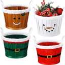 Youyole 4 Pieces Christmas Basket for Gifts Woven Bamboo Xmas Round Gingerbread Basket Small Santa Claus for Christmas Party Supplies Gift Snack Storage(Tall and Handle)