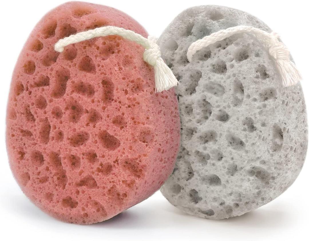 Spongentle Deep Cleansing Body Loofah Sponge, Natural Colors, for Bath and Shower, Multiple Textures for Gentle and Deep Exfoliation, Generous and Rich Lather, (Pack of 2)