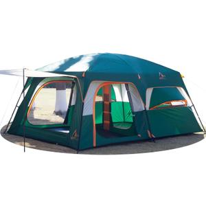KTT Extra Large Tent 12 Person, Family Cabin Tents, 2 Rooms, 3 Doors and 3 Windows with Mesh, Straight Wall, Waterproof, Double Layer, Big Tents for Outdoor, Picnic, Camping, Family Gathering.