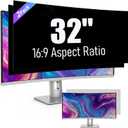 2 Pack 32 Inch Privacy Screen for Curved Computer Monitor fit 16:9 Aspect Ratio Widescreen Monitor - Anti Glare Blue Light Filter, Anti-Scratch Protector Film