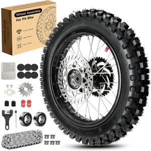 14'' Wheel 90/100-14 3.00-14 Dirt Bike Rear Tire Rim Assembly for RM80 RM85 KLX125 KX85 TT125 YZ80 TaoTao DB17 DB27 Off Road Pit Bike and 12mm Bearings Brake Rotor 428 Chain 41T Sprocket