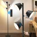 42W 4500 Lumens Super Bright LED Tree Floor Lamp for Living Rome with Remote & Touch Control, 4 Color Temperatures, Modern Stepless Dimmable 3 Rotatable Light Standing Floor Lamps for Bedroom, Black