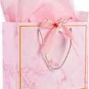 3 x Gfractolux Large Gift Bags, 1 Pack Gift Bags with Tissue Paper and Cards, Gift Bags with Handles for Birthdays, Baby Shower, Weddings, Party Favor, Holiday Presents, Anniversary(Marble Pink)