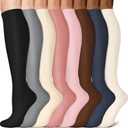 Sooverki Copper Compression Socks for Men & Women 8 Pack 15-20mmHg - Knee High Stockings Best Support for Running Athletic (Large-X-Large, 02 D - Assorted)