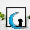 Stained Glass Dog Memorial Gifts, Dog Sympathy Gifts for Dog Lovers, Suncather for Window Hanging,in Memory of Dog Passing Away Gifts,Loss of Dog Sympathy Gift. (Black Blue)