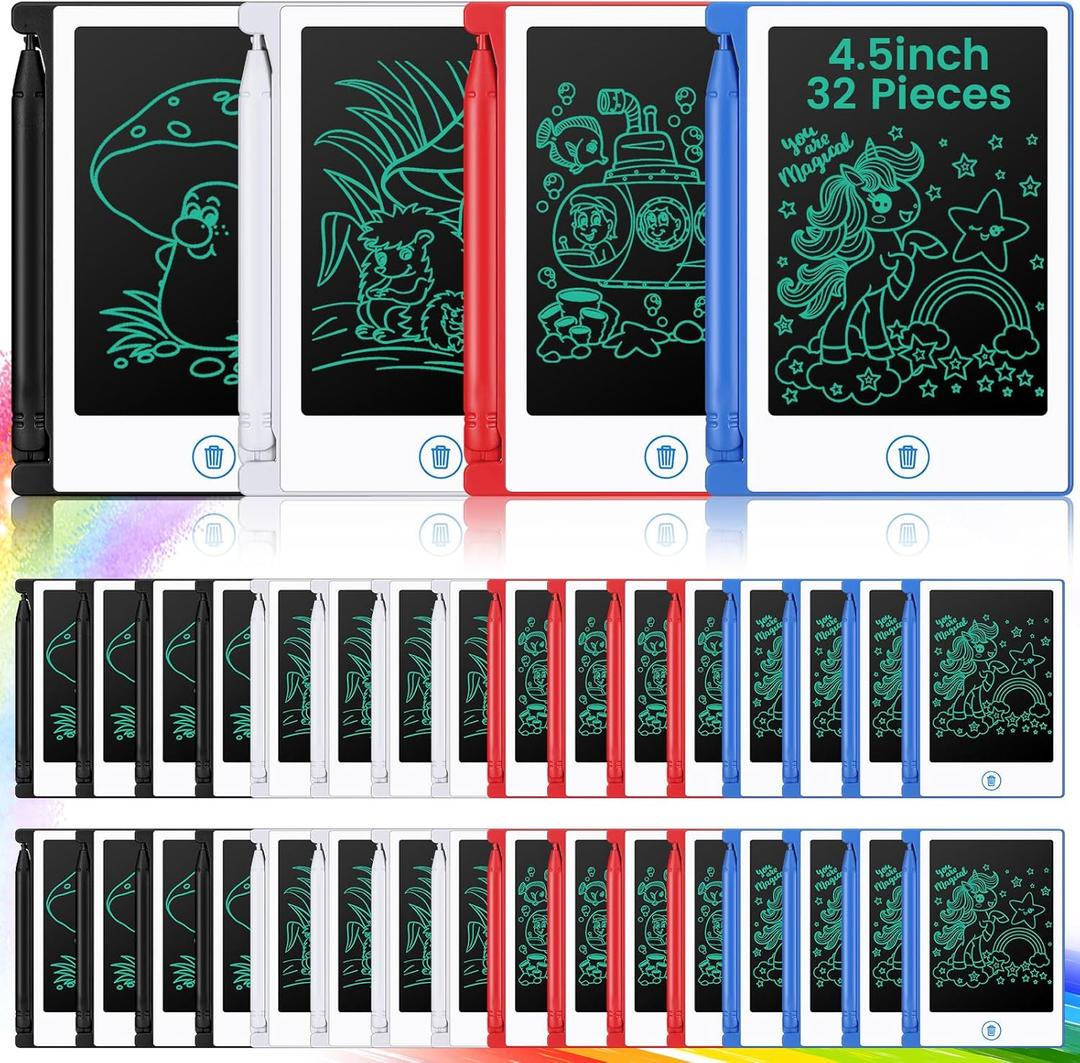 Zhehao 32 Pcs Mini LCD Writing Tablet 4.5 Inch Educational Toys Learning Writing Pad Erasable Drawing Pad Reusable Toy Gift Preschool Art Board for Birthday Favor(Bright Colors)