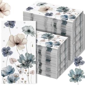 Epakh 200 Pcs Bulk Paper Guest Towels Floral Napkin 2 Ply Disposable Boho Vintage Flower Dinner Napkins Watercolor Spring Decorative botanical Hand Towel for Bathroom Wedding Holiday Party, 7.9 x 4.3"