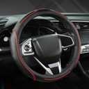 West Llama 3D Piping Leather Steering Wheel Cover for Honda Accord Civic CR-V HR-V Pilot Fit Passport Odyssey 14.5-15 inch(Black+Red Line-Standrad Size)