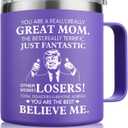NOWWISH Christmas Gifts for Mom from Daughter Son, 14oz Great Mom Coffee Mug, Cool Birthday Stocking Stuffer for Women Wife Grandma, Purple