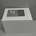 Small Electronic Safe Box With Digital Keypad & Keys - 9.05 x 6.7 x 6.7 Inches Wall Safe 0.23Cuft Mini Security Box for Coin Home Office Hotel Rooms Business Jewelry (White)